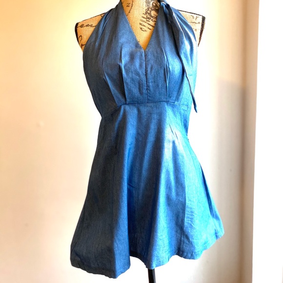 Vintage chambray halter dress - Picture 2 of 5